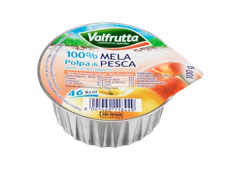 Mousse di frutta mela pesca valfrutta gr.100